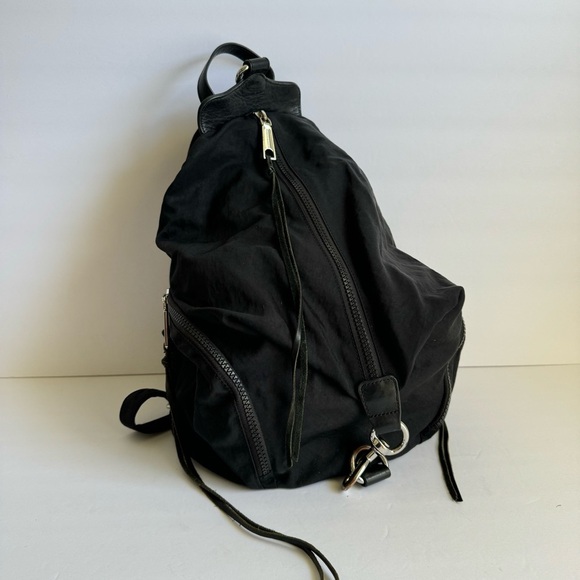 Rebecca Minkoff Julian Backpack Black Nylon & Leather Sling Bag Purse Dirty Girl - Picture 9 of 12